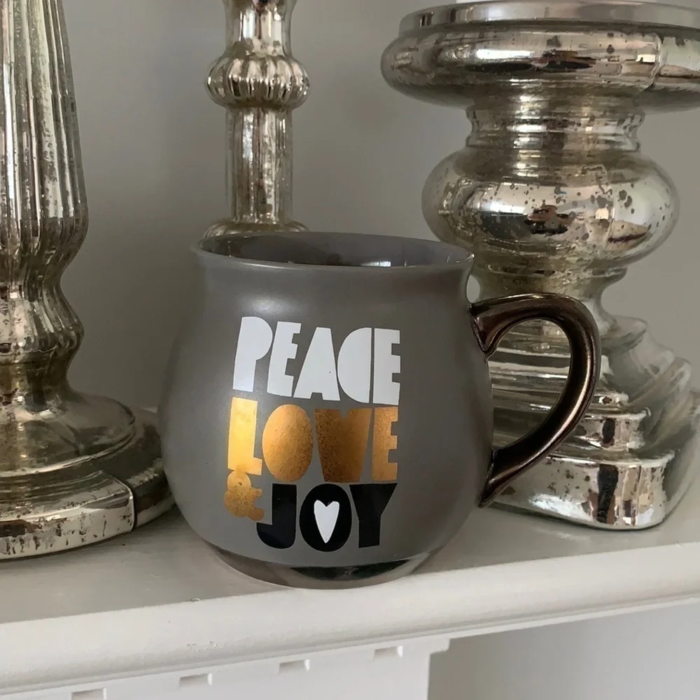 Threshold Coffee Mug Peace Love & Joy gray‎ gold